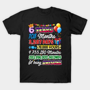 6 Years Old Being Awesome 6th Birthday T-Shirt